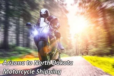 Rider on a dark cruiser motorcycle on an open road, Arizona to North Dakota motorcycle shipping