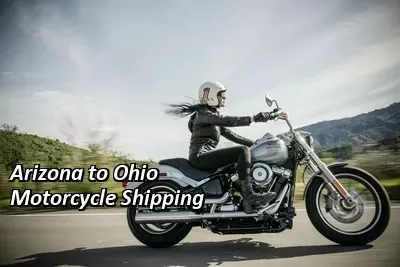 Rider on a dark cruiser motorcycle on an open road, Arizona to Ohio motorcycle shipping
