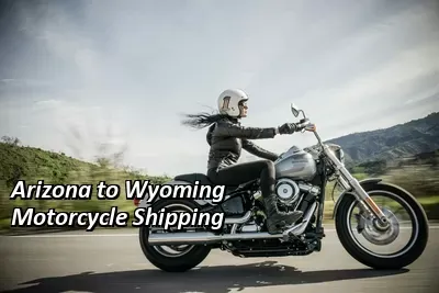 Rider on a dark cruiser motorcycle on an open road, Arizona to Wyoming motorcycle shipping