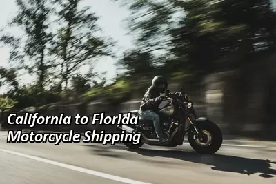 Rider on a dark cruiser motorcycle on an open road, California to Florida motorcycle shipping