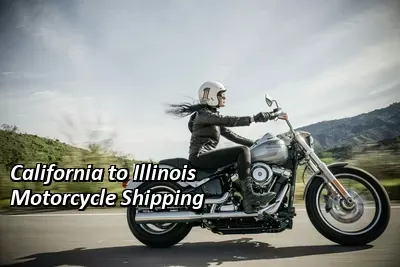 Rider on a silver cruiser motorcycle riding past green hills, California to Illinois motorcycle shipping