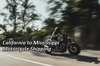 Rider on a dark cruiser motorcycle on an open road, California to Mississippi motorcycle shipping