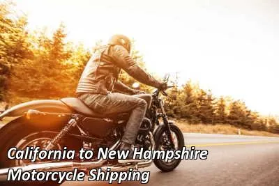 Rider on a dark cruiser motorcycle on an open road, California to New Hampshire motorcycle shipping