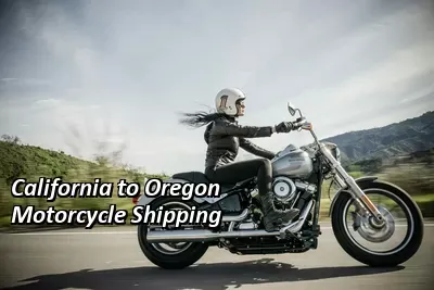 Rider on a silver cruiser motorcycle riding past green hills, California to Oregon motorcycle shipping