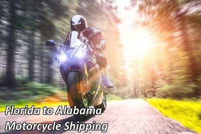 Rider on a dark cruiser motorcycle on an open road, Florida to Alabama motorcycle shipping