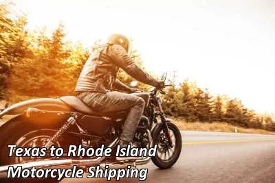 Rider on a dark cruiser motorcycle on an open road, Texas to Rhode Island motorcycle shipping